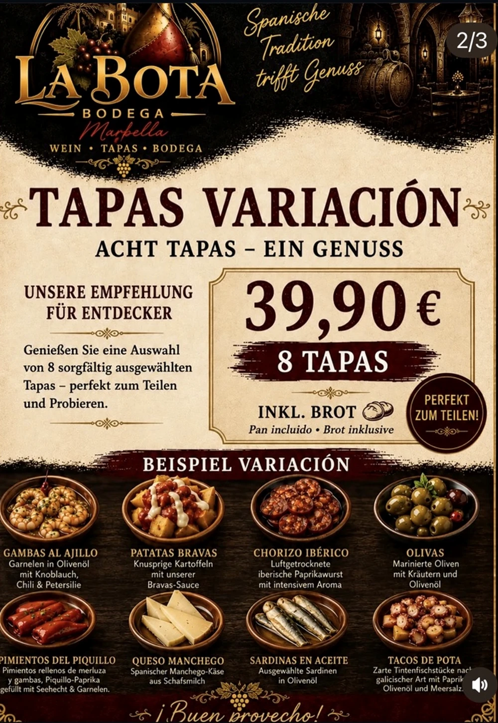 Tapas Variación mit acht Tapas